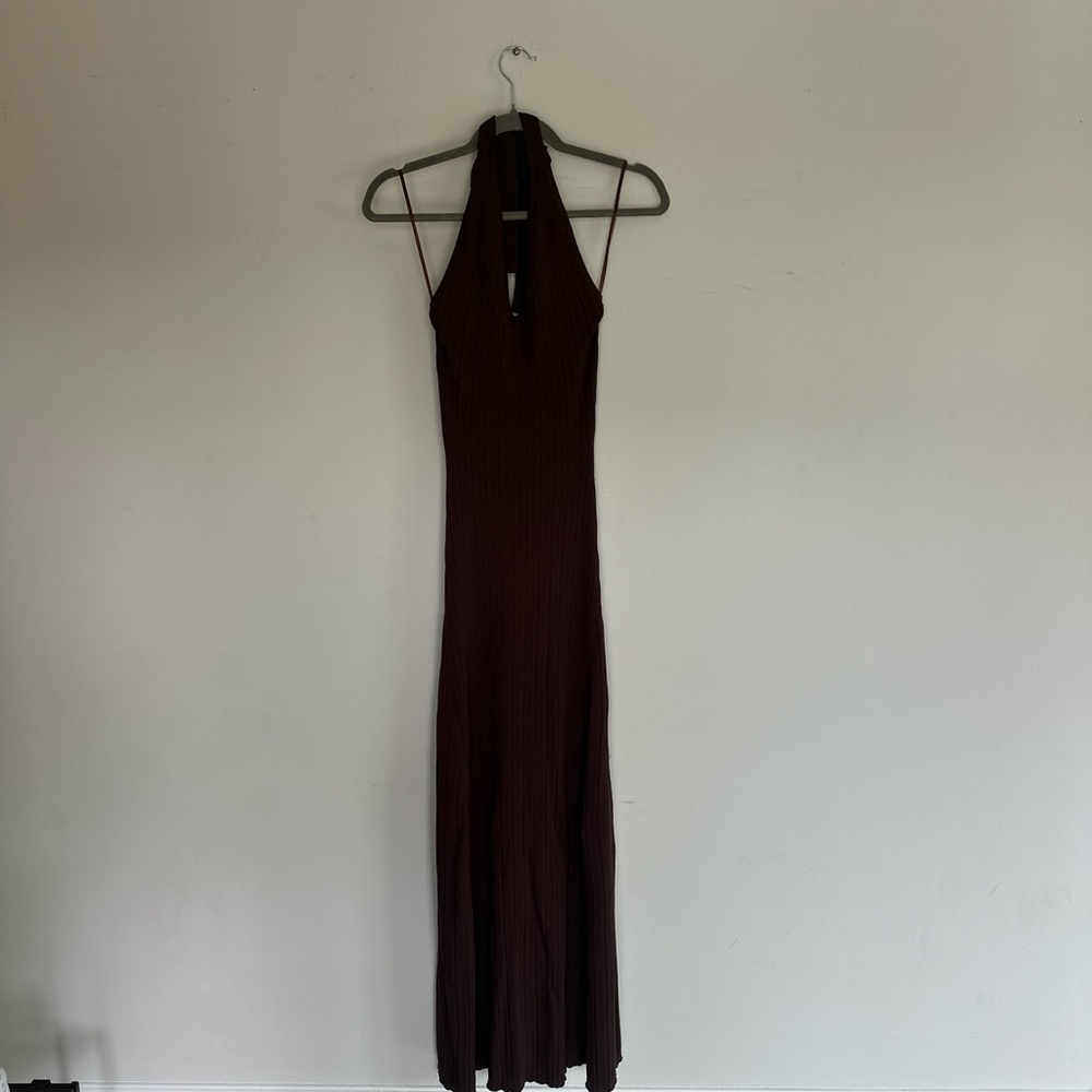 White Fox Boutique Brown Halter Maxi Gown